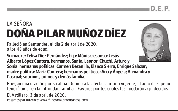 DOÑA PILAR MUÑOZ DÍEZ
