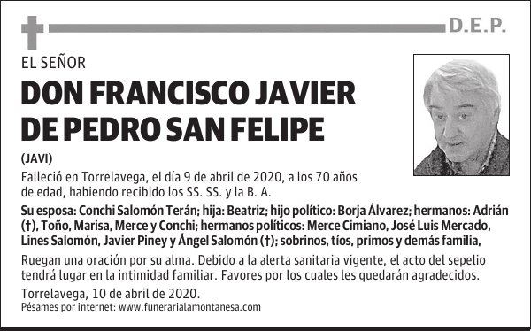 DON FRANCISCO JAVIER DE PEDRO SAN FELIPE