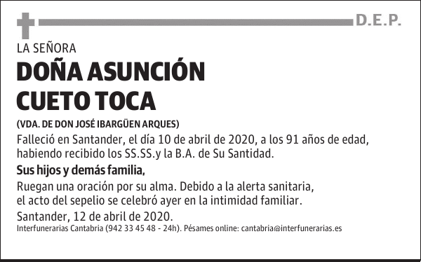 DOÑA ASUNCIÓN CUETO TOCA