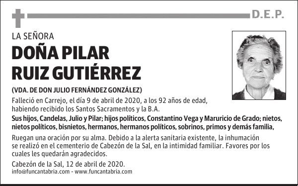DOÑA PILAR RUIZ GUTIÉRREZ
