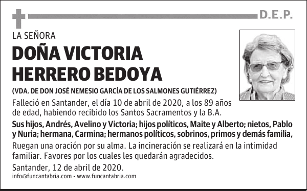 DOÑA VICTORIA HERRERO BEDOYA