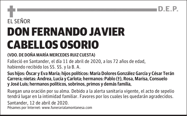 DON FERNANDO JAVIER CABELLOS OSORIO