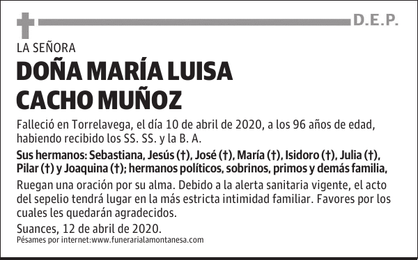 DOÑA MARÍA LUISA CACHO MUÑOZ