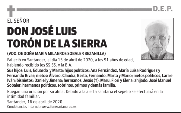 DON JOSÉ LUIS TORÓN DE LA SIERRA