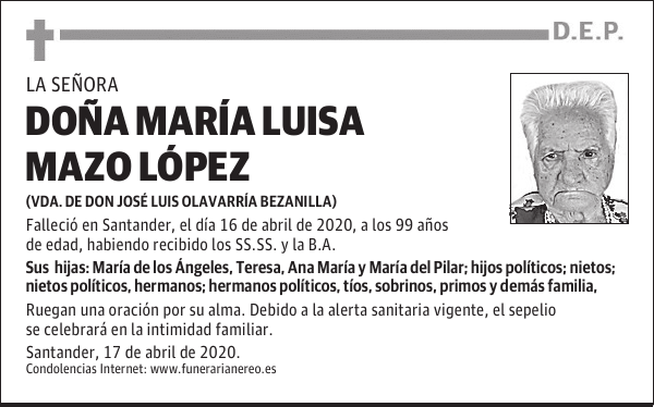 DOÑA MARÍA LUISA MAZO LÓPEZ
