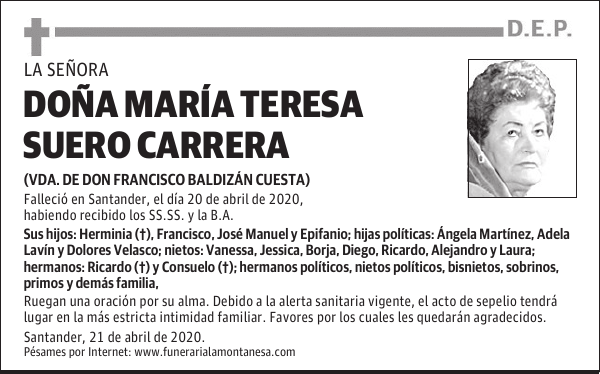 DOÑA MARÍA TERESA SUERO CARRERA