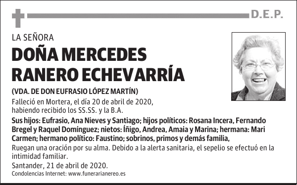 DOÑA MERCEDES RANERO ECHEVARRÍA