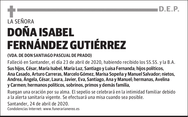DOÑA ISABEL FERNÁNDEZ GUTIÉRREZ