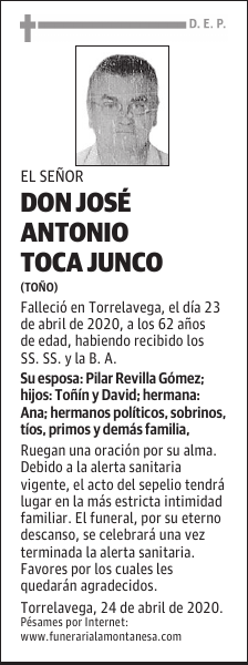 DON JOSÉ ANTONIO TOCA JUNCO