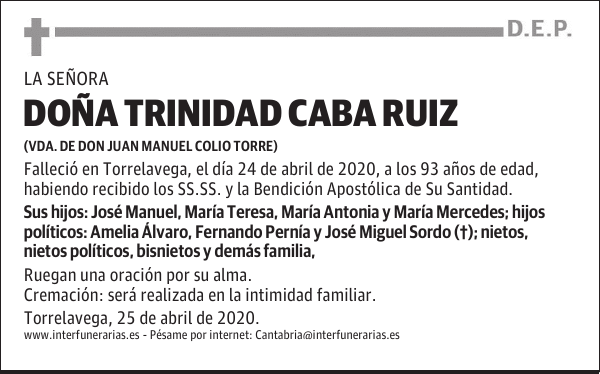 DOÑA TRINIDAD CABA RUIZ