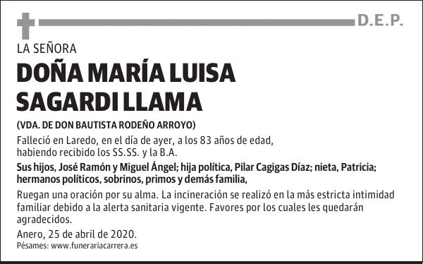 DOÑA MARÍA LUISA SAGARDI LLAMA