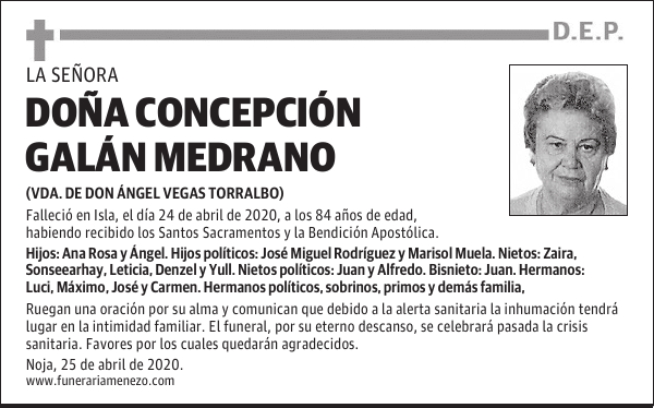 DOÑA CONCEPCIÓN GALÁN MEDRANO