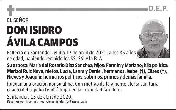 DON ISIDRO ÁVILA CAMPOS