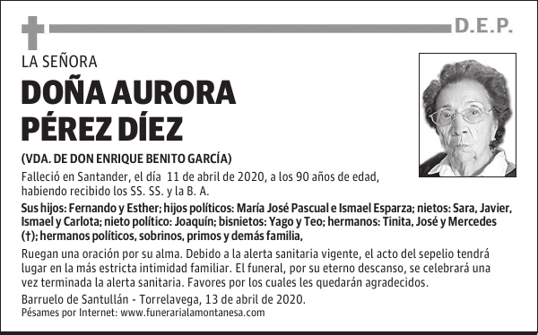 DOÑA AURORA PÉREZ DÍEZ