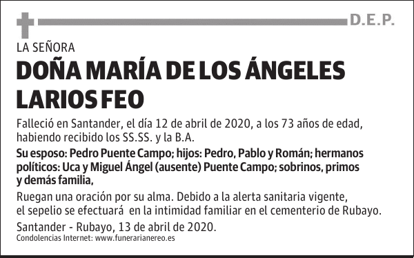 DOÑA MARÍA DE LOS ÁNGELES LARIOS FEO