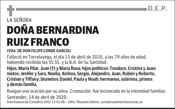 DOÑA BERNARDINA RUIZ FRANCO