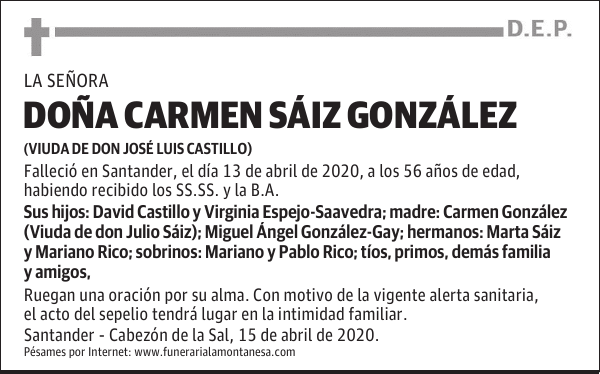 DOÑA CARMEN SÁIZ GONZÁLEZ