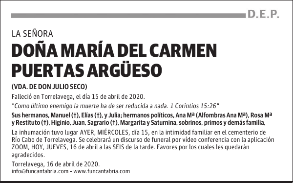 DOÑA MARÍA DEL CARMEN PUERTAS ARGÜESO