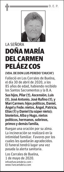 DOÑA MARÍA DEL CARMEN PELÁEZ COS