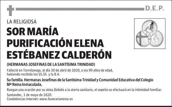 SOR MARÍA PURIFICACIÓN ELENA ESTÉBANEZ CALDERÓN