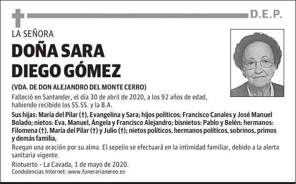 DOÑA SARA DIEGO GÓMEZ