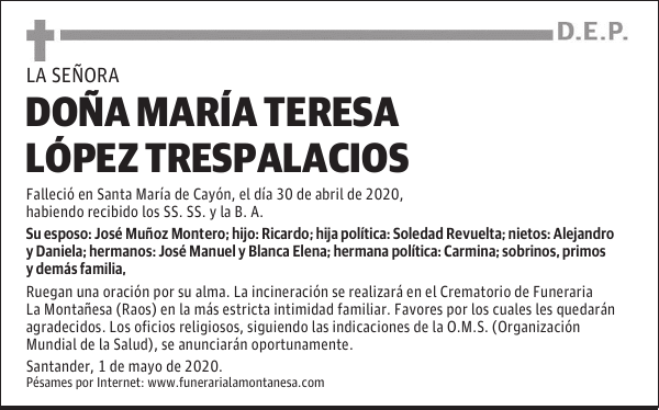 DOÑA MARÍA TERESA LÓPEZ TRESPALACIOS