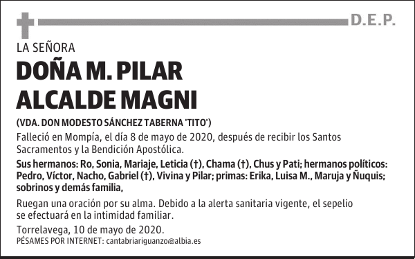 DOÑA M PILAR ALCALDE MAGNI