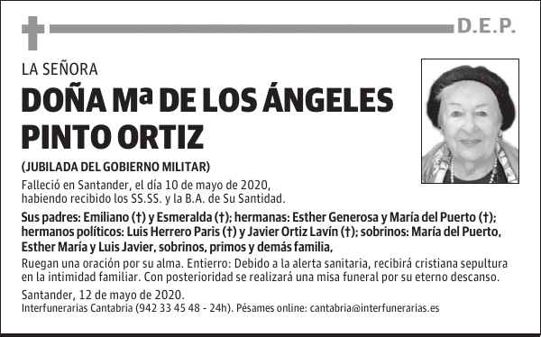 DOÑA MARÍA DE LOS ÁNGELES PINTO ORTIZ