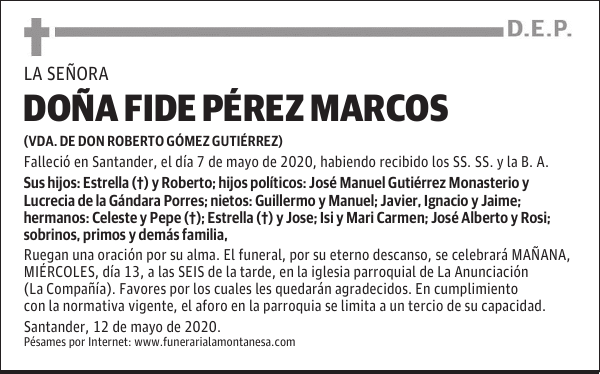 DOÑA FIDE PÉREZ MARCOS