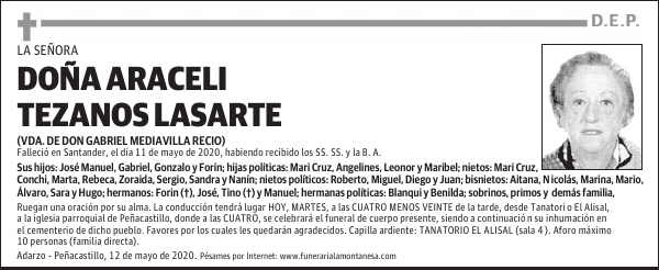 DOÑA ARACELI TEZANOS LASARTE
