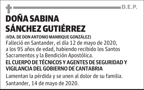 DOÑA SABINA SÁNCHEZ GUTIÉRREZ