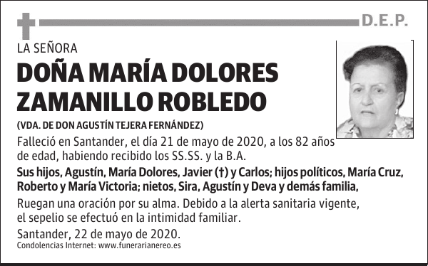 DOÑA MARÍA DOLORES ZAMANILLO ROBLEDO