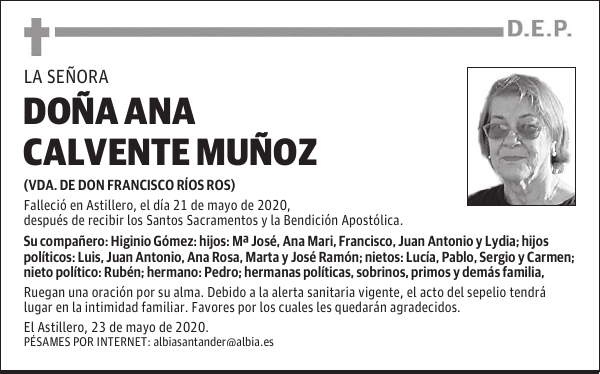 DOÑA ANA CALVENTE MUÑOZ
