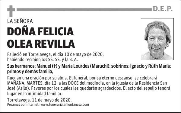 DOÑA FELICIA OLEA REVILLA