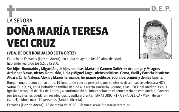 DOÑA MARÍA TERESA VECI CRUZ