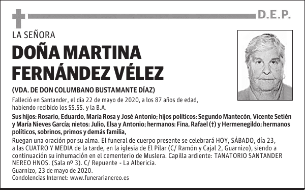 DOÑA MARTINA FERNÁNDEZ VÉLEZ