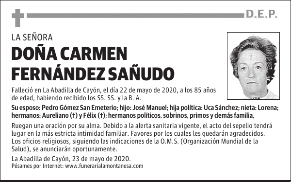 DOÑA CARMEN FERNÁNDEZ SAÑUDO