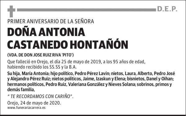 DOÑA ANTONIA CASTANEDO HONTAÑÓN