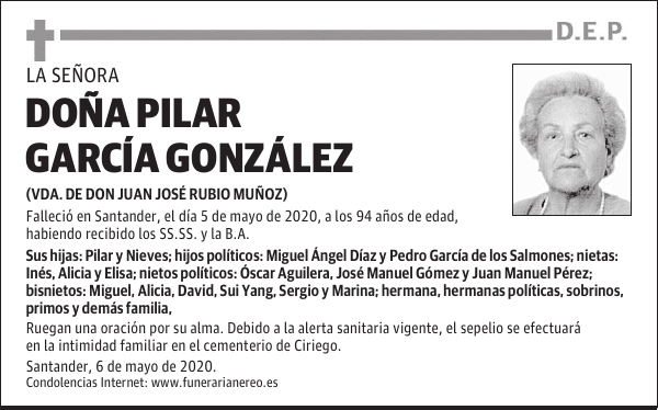 DOÑA PILAR GARCÍA GONZÁLEZ