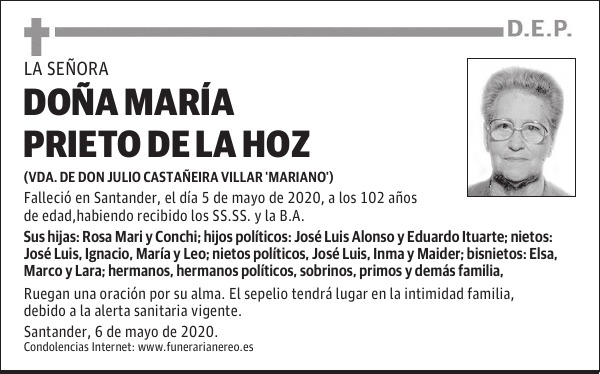 DOÑA MARÍA PRIETO DE LA HOZ