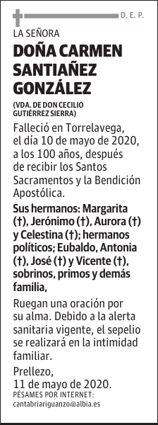 DOÑA CARMEN SANTIAÑEZ GONZÁLEZ