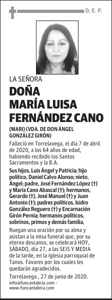 DOÑA MARÍA LUISA FERNÁNDEZ CANO