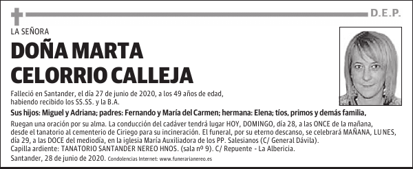 DOÑA MARTA CELORRIO CALLEJA