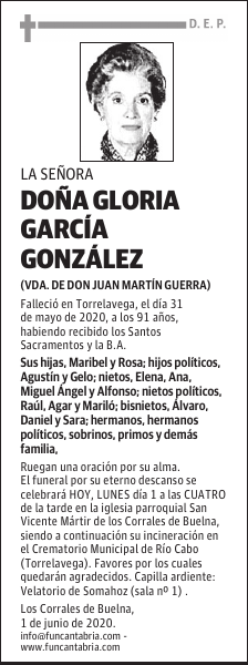 DOÑA GLORIA GARCÍA GONZÁLEZ