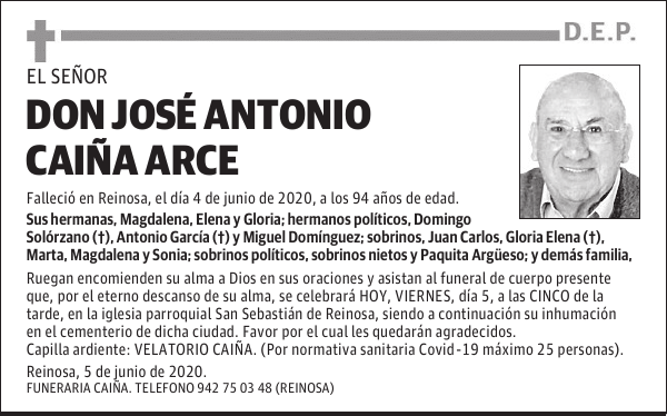 DON JOSÉ ANTONIO CAIÑA ARCE