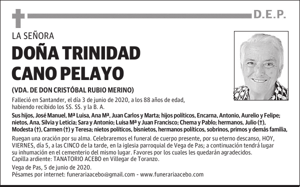 DOÑA TRINIDAD CANO PELAYO
