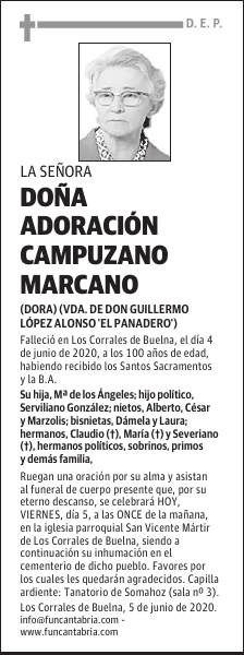 DOÑA ADORACIÓN CAMPUZANO MARCANO