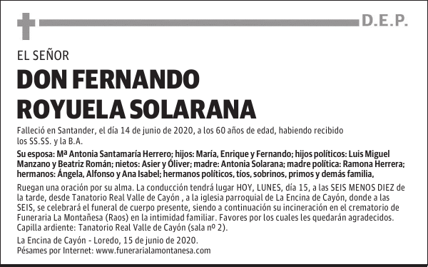 DON FERNANDO ROYUELA SOLARANA