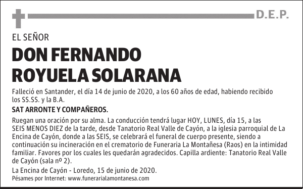DON FERNANDO ROYUELA SOLARANA