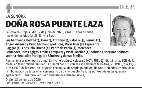 DOÑA ROSA PUENTE LAZA